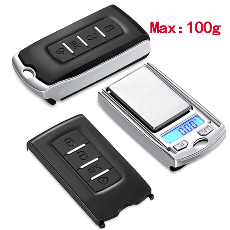 balança de precisão portatil 1Pcs 200g/100g 0.01g Precision Portable Car Key Shape Mini Digital Pocket Electronic Gram Scale with LCD Display