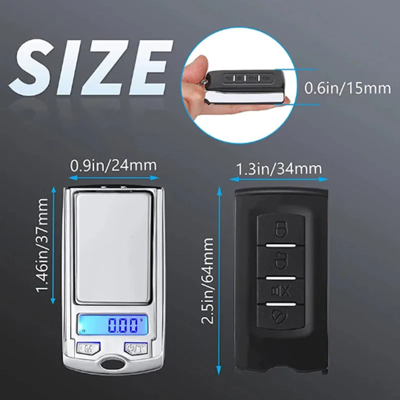 balança de precisão portatil 1Pcs 200g/100g 0.01g Precision Portable Car Key Shape Mini Digital Pocket Electronic Gram Scale with LCD Display