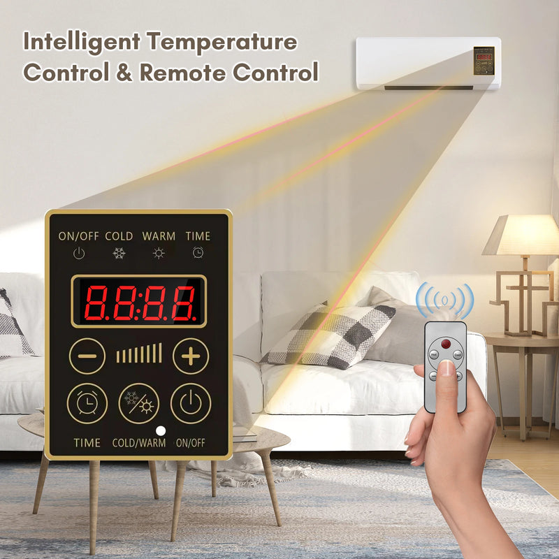 Ar condicionado portátil e aquecedor 2 em 1 aquecedor elétrico ar condicionado para aquecimento e resfriamento de quarto com controle remoto